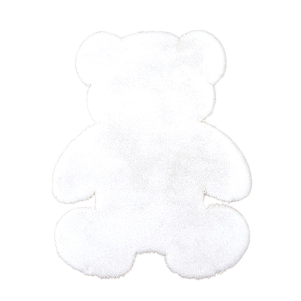 105x75cm Bear Shaped Plush Rug Door Mat White