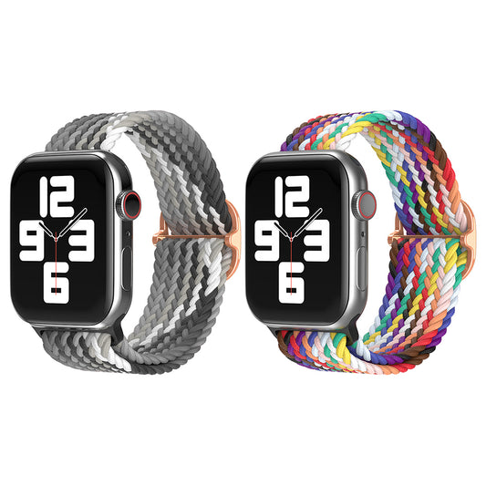 2Pcs Nylon Braided Strap for Apple Watch 42mm 44mm Grey and Colorful