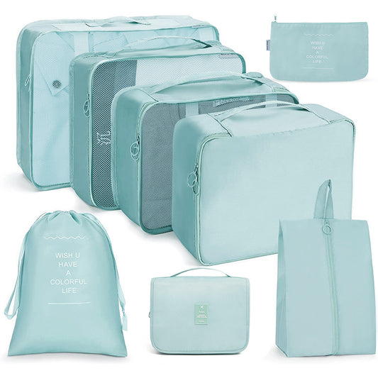 Set of 8Pcs Travel Storage Bag Acid Blue