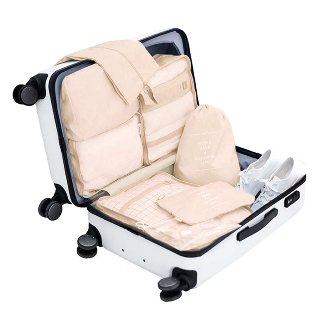 Set of 8Pcs Travel Storage Bag Beige