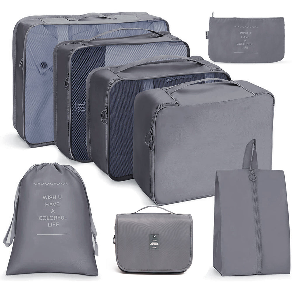 Set of 8Pcs Travel Storage Bag Grey
