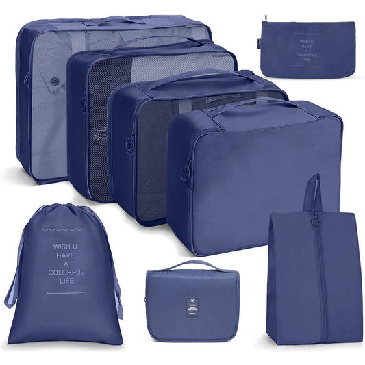 Set of 8Pcs Travel Storage Bag Navy Blue