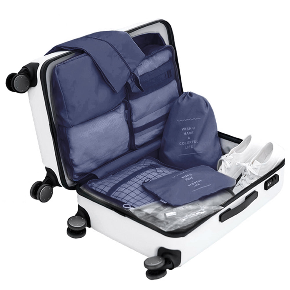 Set of 8Pcs Travel Storage Bag Navy Blue