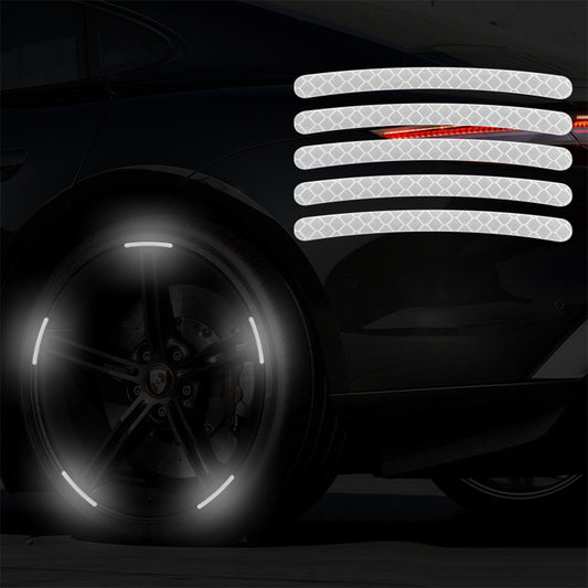 20pcs Car Wheel Hub Warning Reflective Strip Tape Silver
