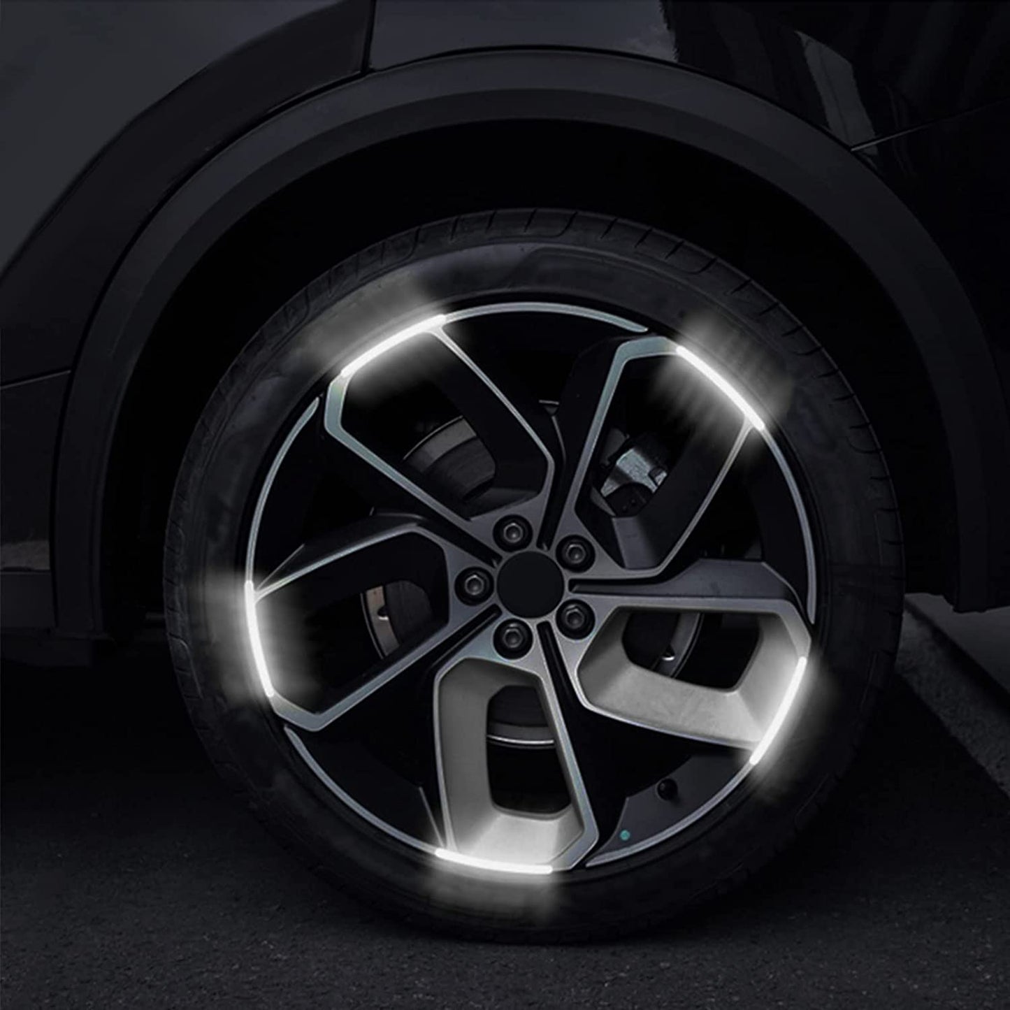 20pcs Car Wheel Hub Warning Reflective Strip Tape Silver