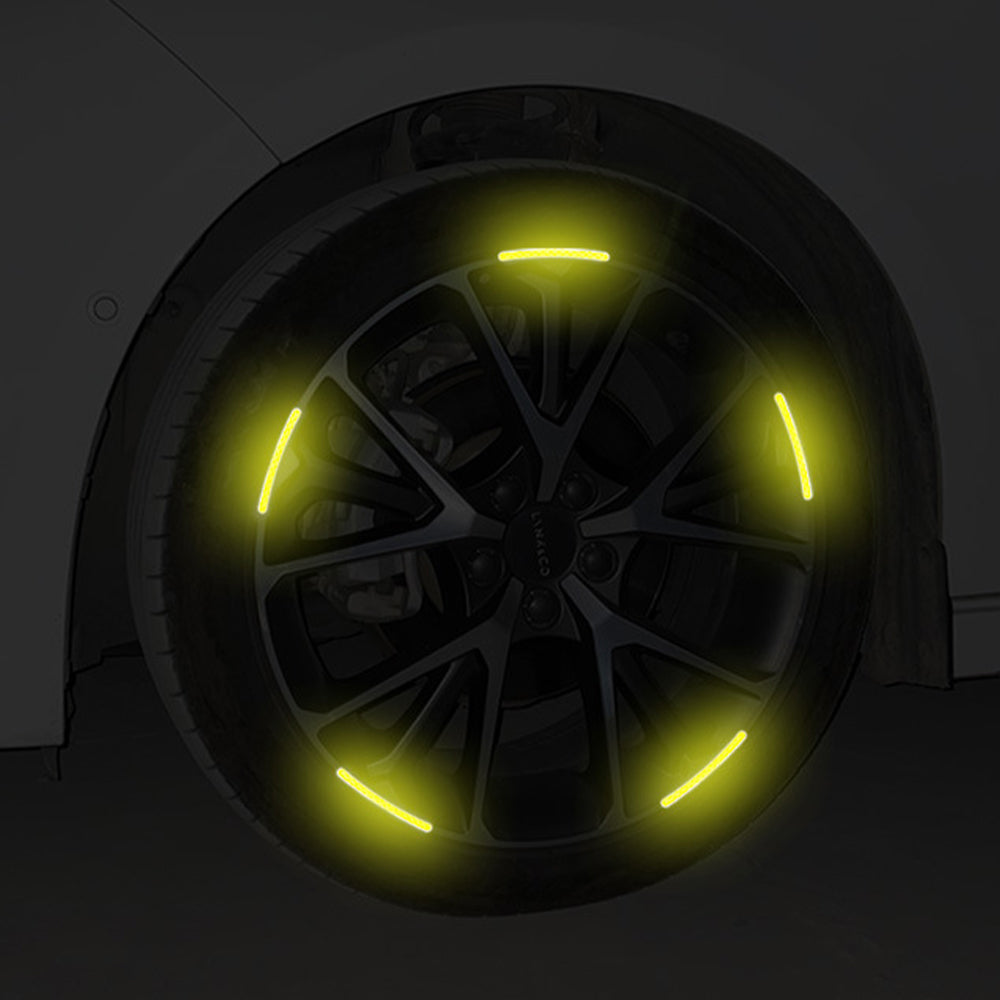 20pcs Car Wheel Hub Warning Reflective Strip Tape Yellow