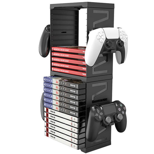 Games Disc Storage Tower Holder Controller Bracket for PS5 or Switch