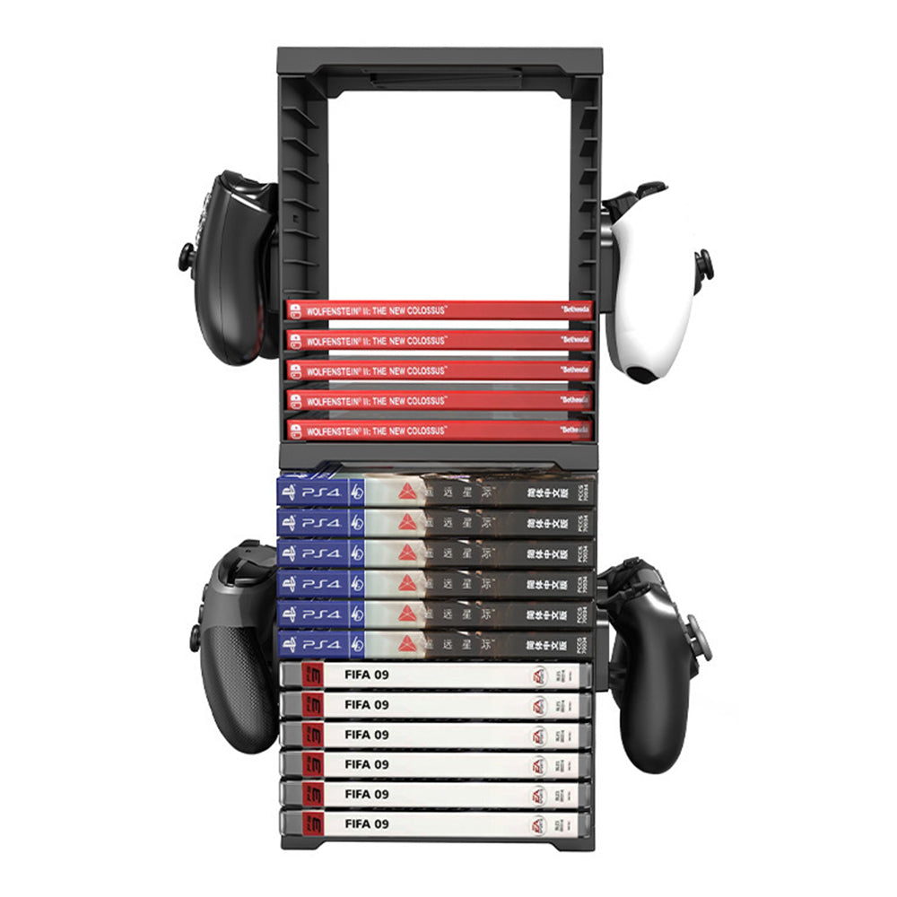 Games Disc Storage Tower Holder Controller Bracket for PS5 or Switch