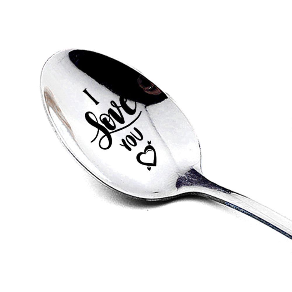 4Pcs Stainless Steel Engraved Dessert Spoons