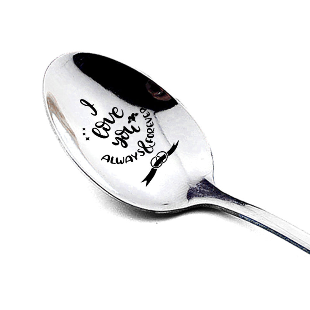 4Pcs Stainless Steel Engraved Dessert Spoons