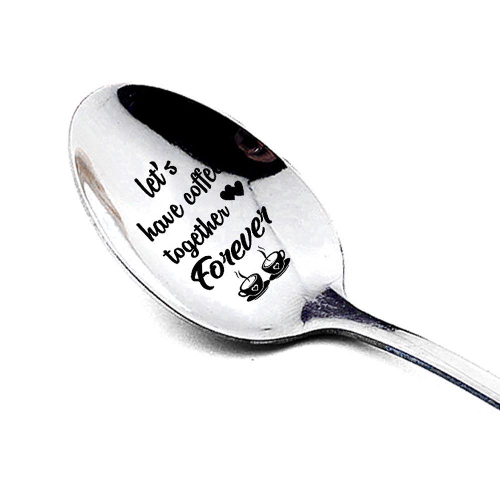 4Pcs Stainless Steel Engraved Dessert Spoons