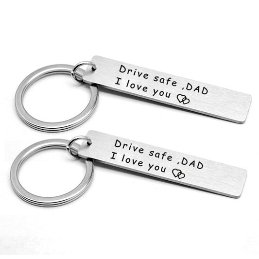 2Pcs Stainless Steel Keychains Key Ring for Fathers Day Style 1