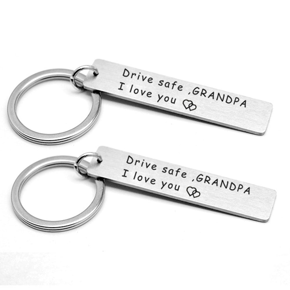 2Pcs Stainless Steel Keychains Key Ring for Fathers Day Style 2
