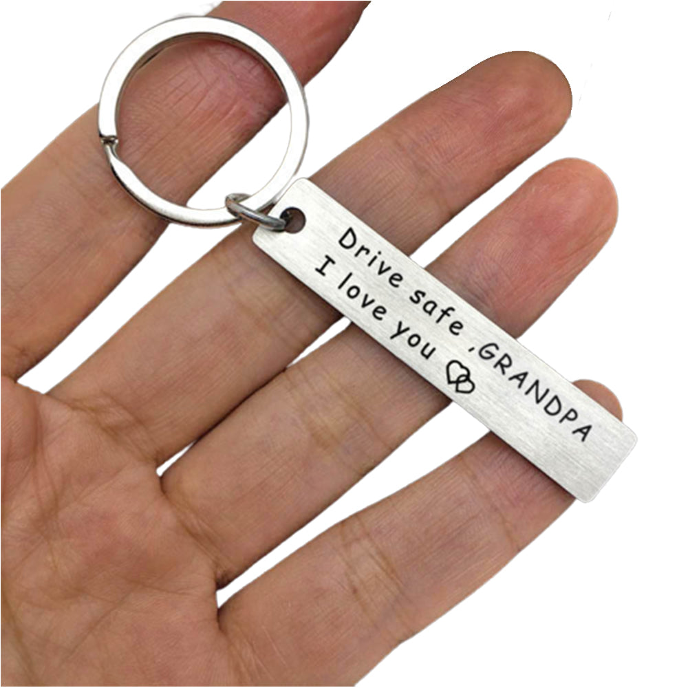2Pcs Stainless Steel Keychains Key Ring for Fathers Day Style 2