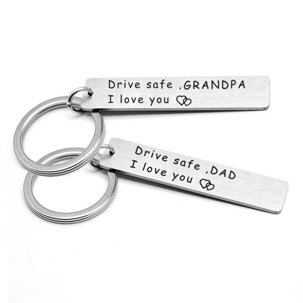 2Pcs Stainless Steel Keychains Key Ring for Fathers Day Style 3