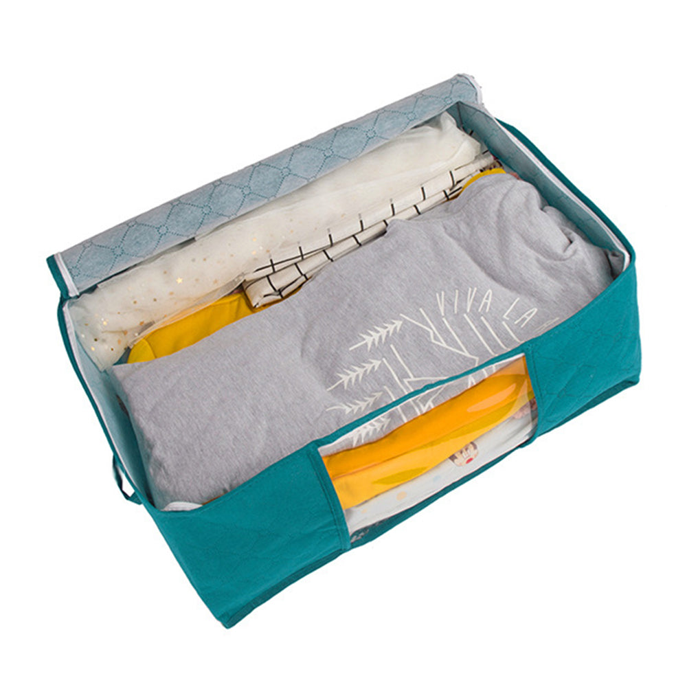 3Pcs Clothes Quilt Blanket Storage Bag Blue Foldable Organizer Zipper Bags