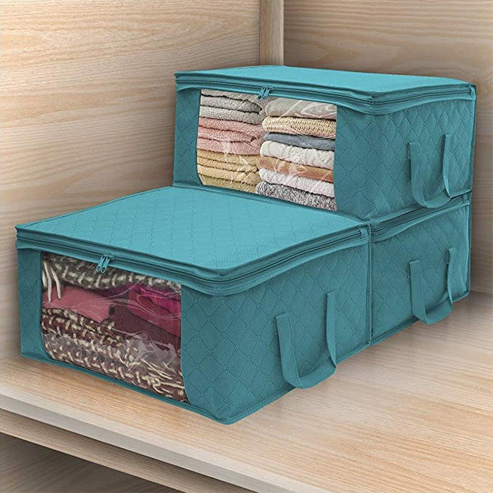 1Pcs Foldable Clothes Quilt Blanket Storage Bag Blue