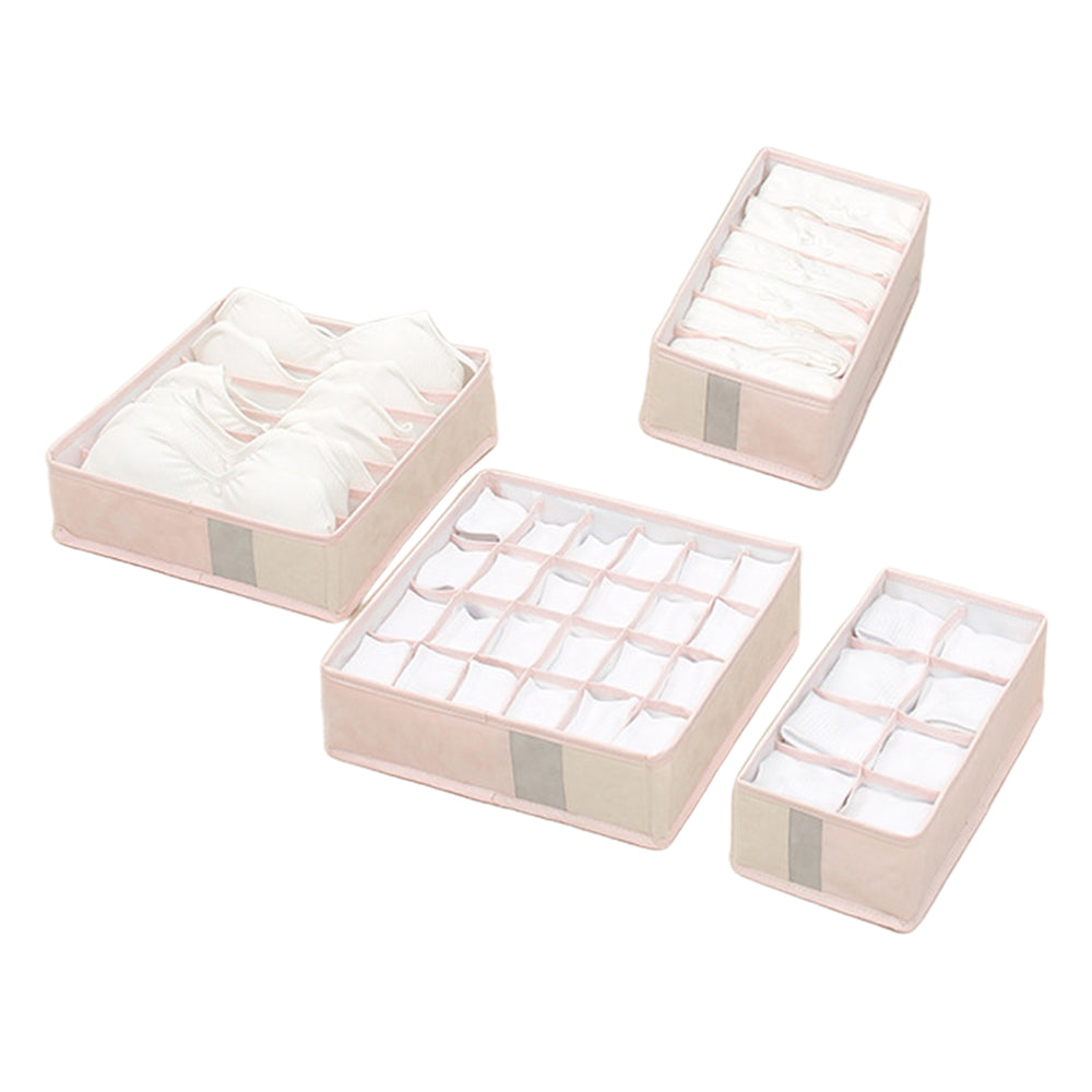 Set of 4Pcs Foldable Bra Underwear Storage Box Pink