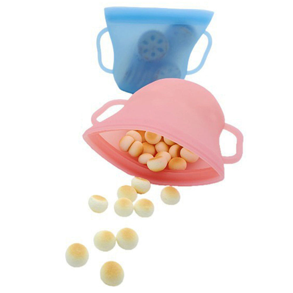 2Pcs Silicone Food Storage Bags Sealer Pouch Pink Blue