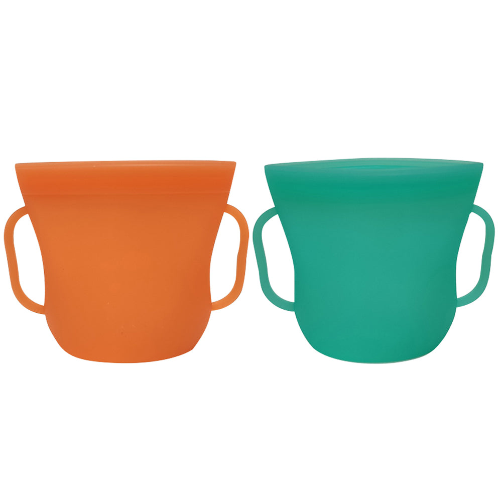 2Pcs Silicone Food Storage Bags Sealer Pouch Orange Green