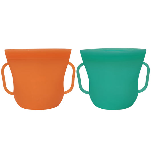 2Pcs Silicone Food Storage Bags Sealer Pouch Orange Green