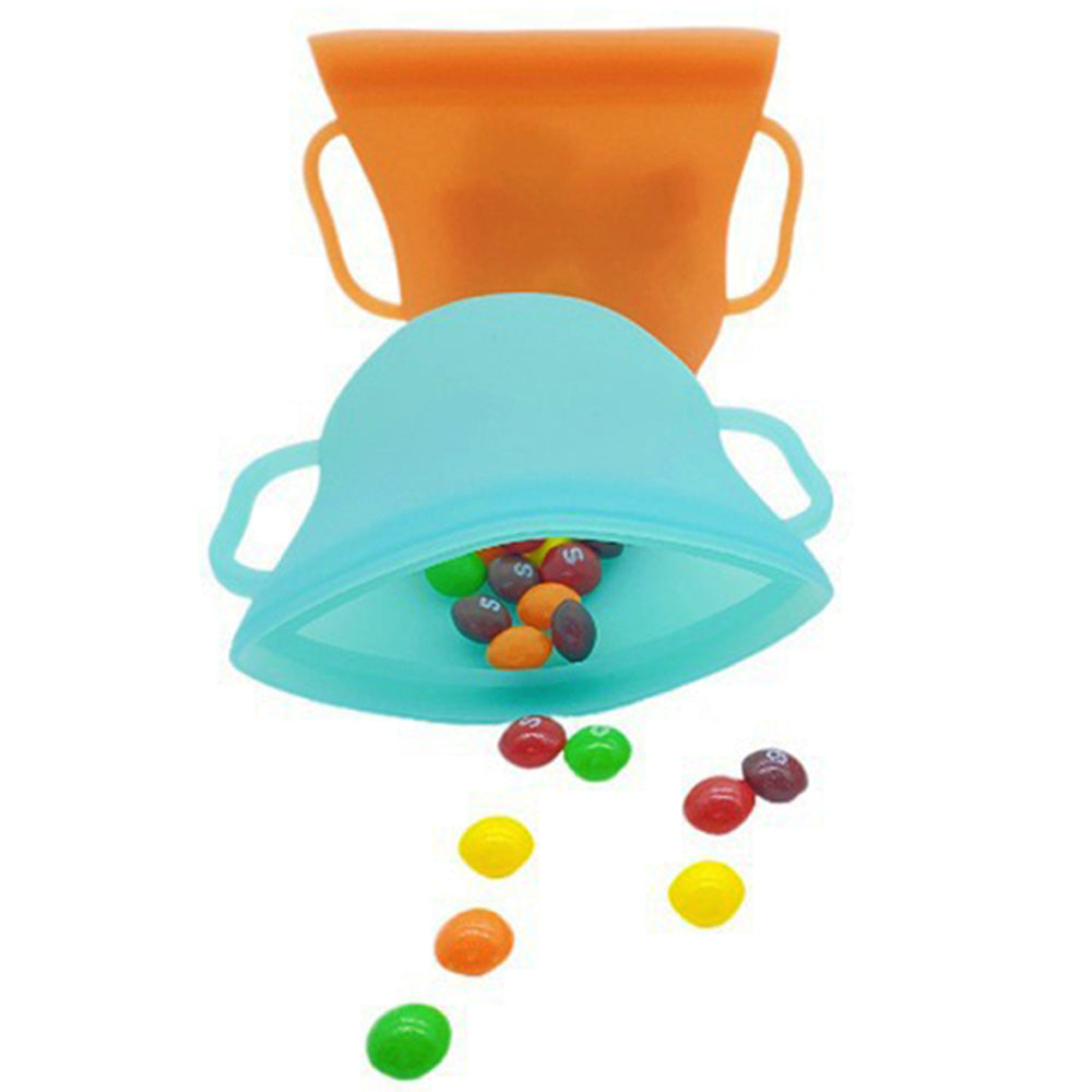 2Pcs Silicone Food Storage Bags Sealer Pouch Orange Green