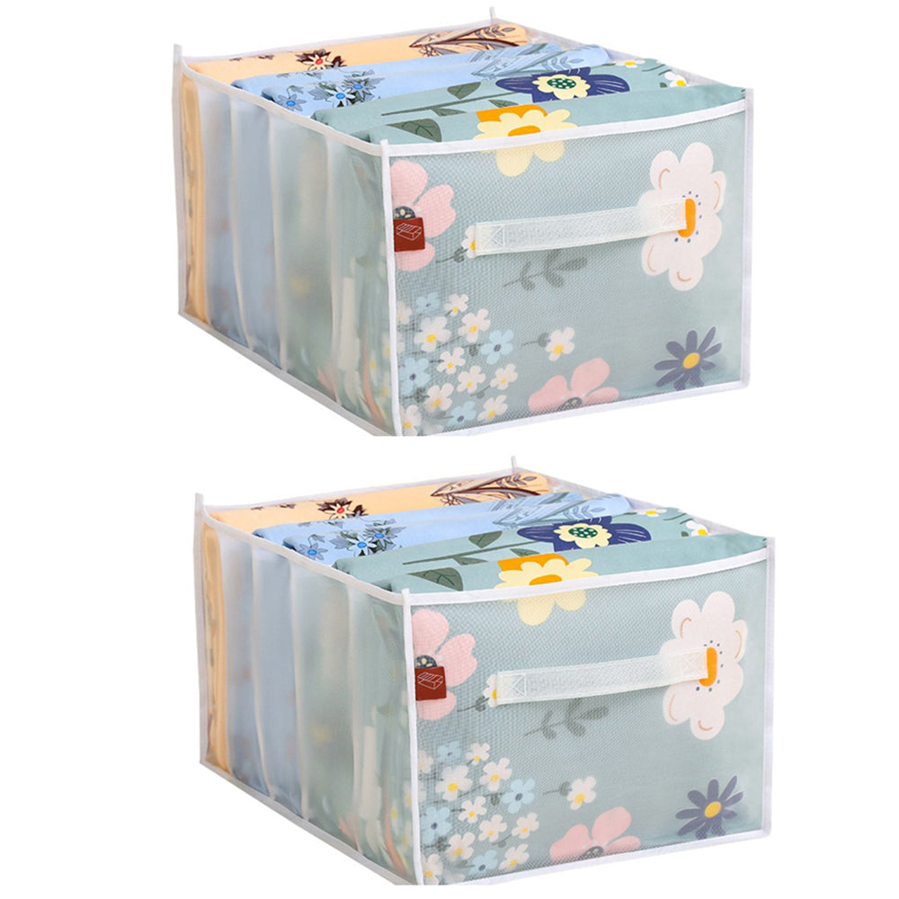 2Pcs 5 Grid Wardrobe Sheet Quilt Cover Compartment Storage Bag