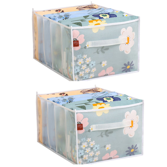 2Pcs 5 Grid Wardrobe Sheet Quilt Cover Compartment Storage Bag