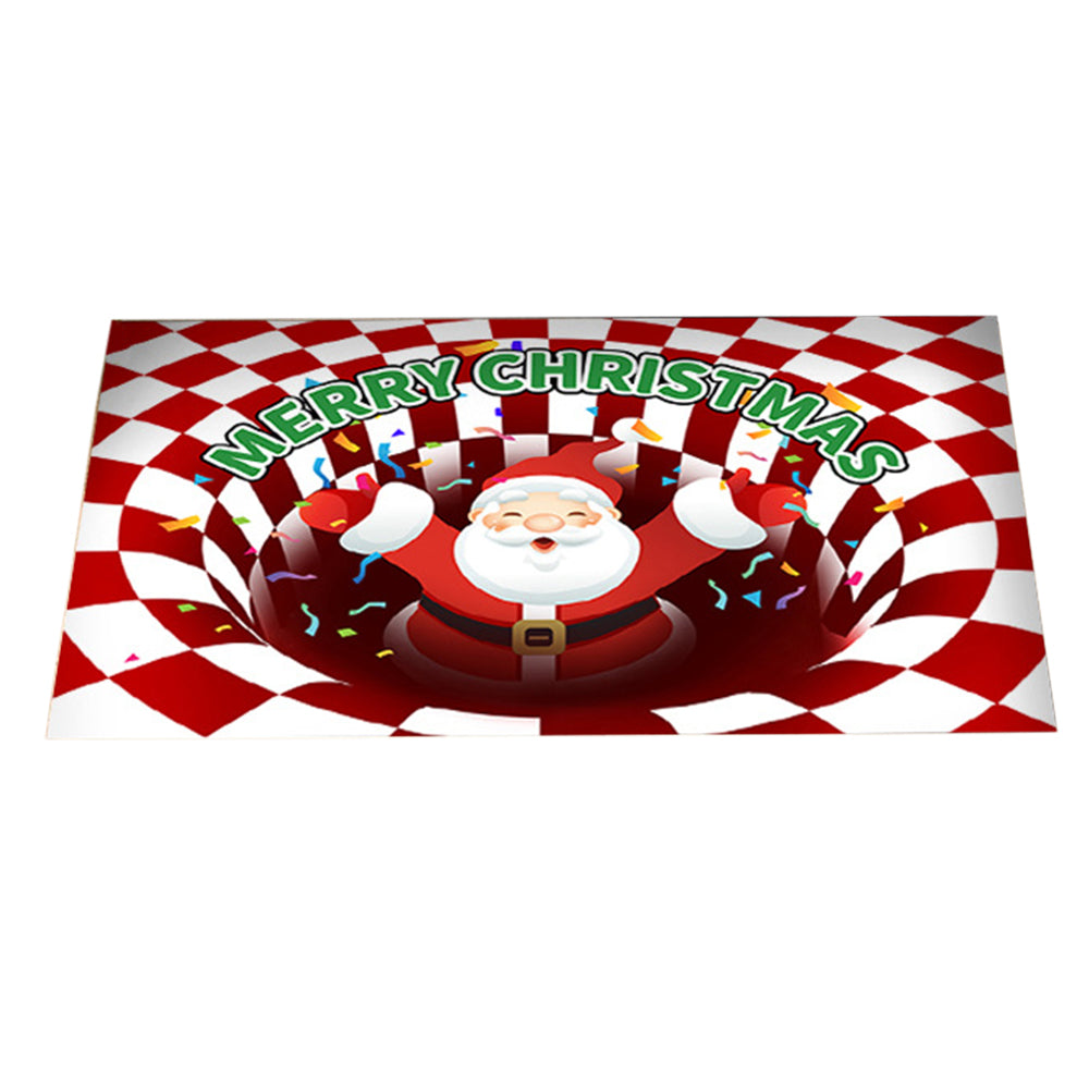 40x60cm Christmas 3D Vortex Optical Illusion Doormat Red Plaid