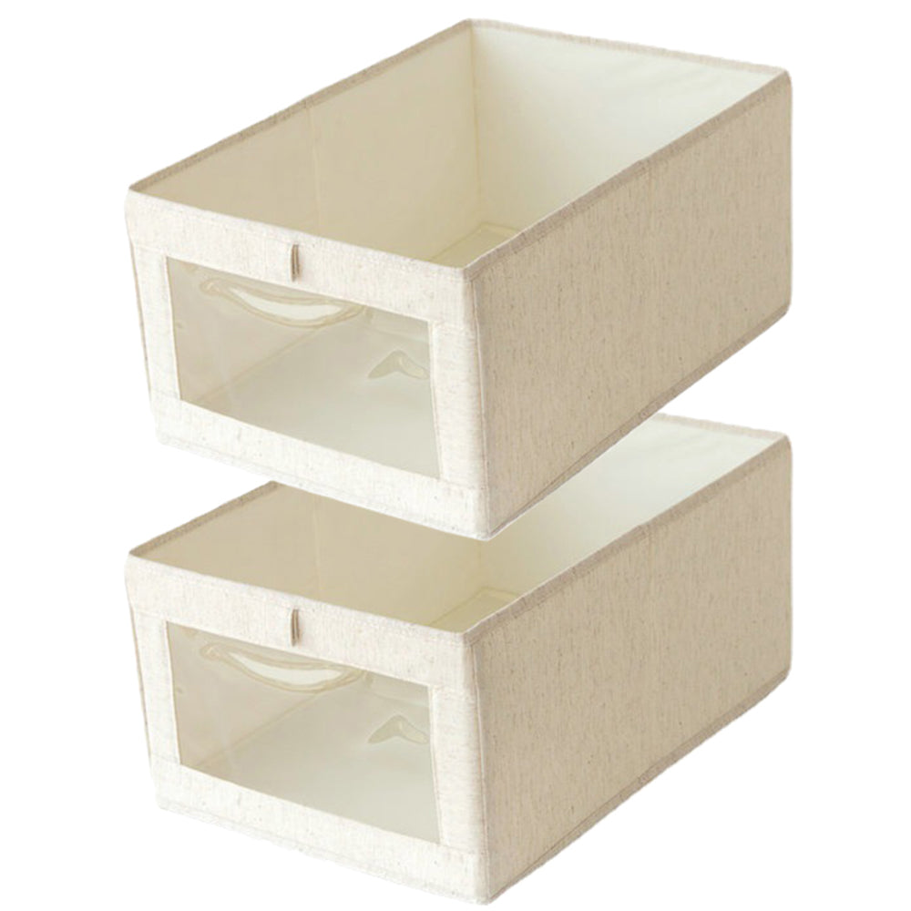 2Pcs Foldable Wardrobe Clothes Storage Box with Clear Window