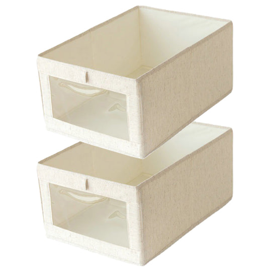 2Pcs Foldable Wardrobe Clothes Storage Box with Clear Window