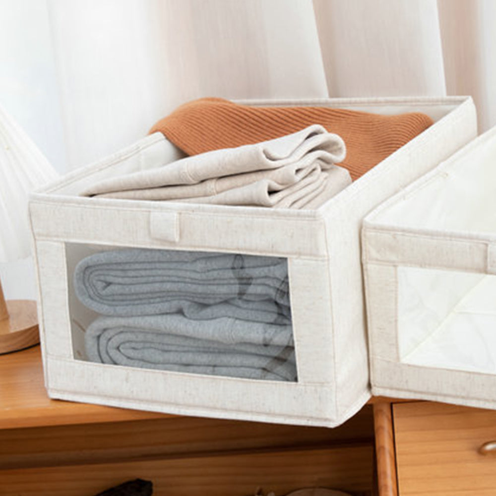 2Pcs Foldable Wardrobe Clothes Storage Box with Clear Window