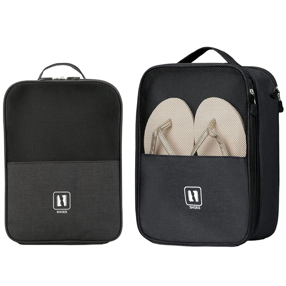 2Pcs Travel Shoe Storage Bag Holds 3 Pair of Shoes Black