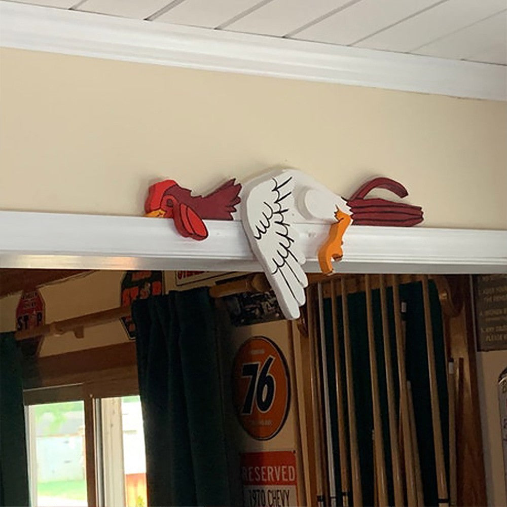 2Pcs Resting Rooster Rail Pet Statue Home Garden Fence Decor