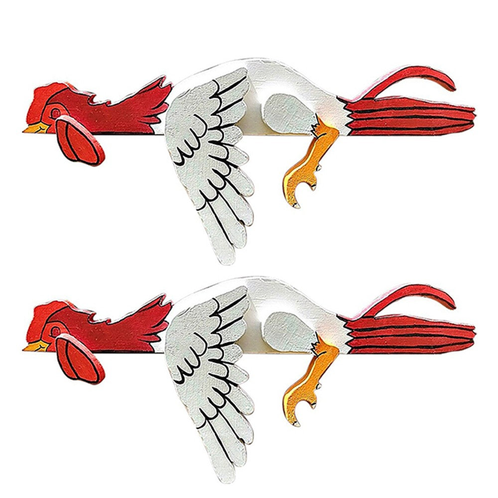 2Pcs Resting Rooster Rail Pet Statue Home Garden Fence Decor