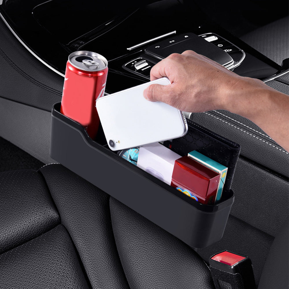 1X Car Seat Gap Filler Organizer Seat Side Crevice Storage Box Black