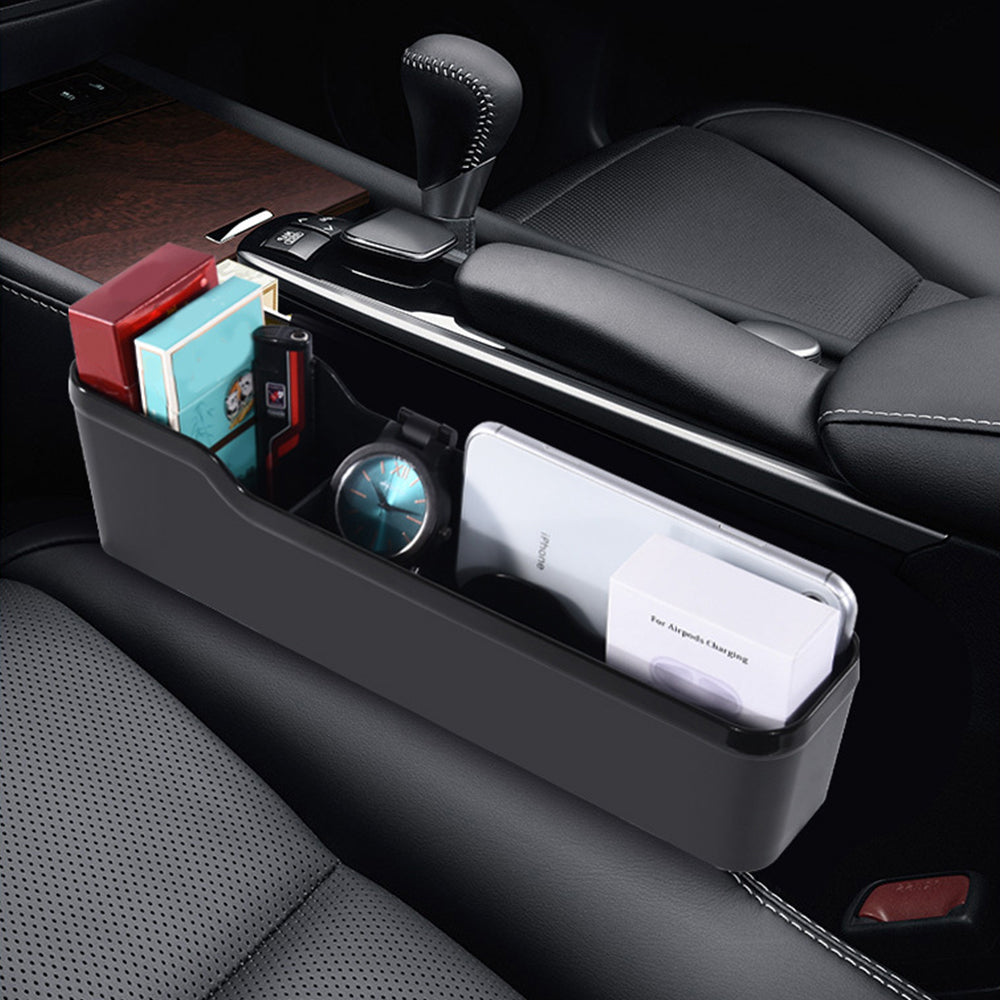2Pcs Car Seat Gap Filler Organizer Seat Side Crevice Storage Box Black