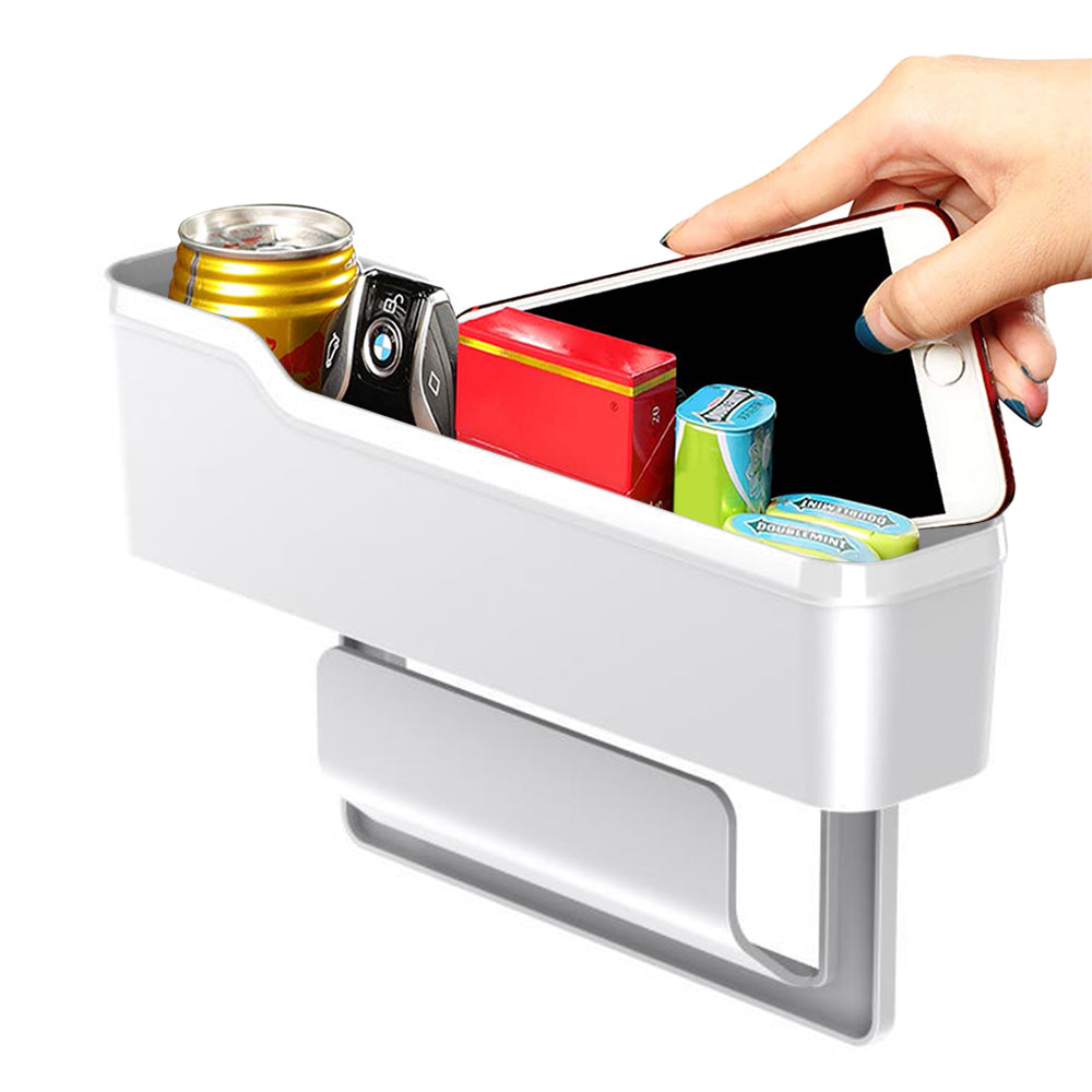 1X Car Seat Gap Filler Organizer Seat Side Crevice Storage Box White