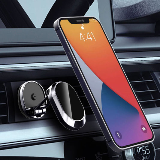 360 Rotating Folding Magnetic Car Phone Holder Silver