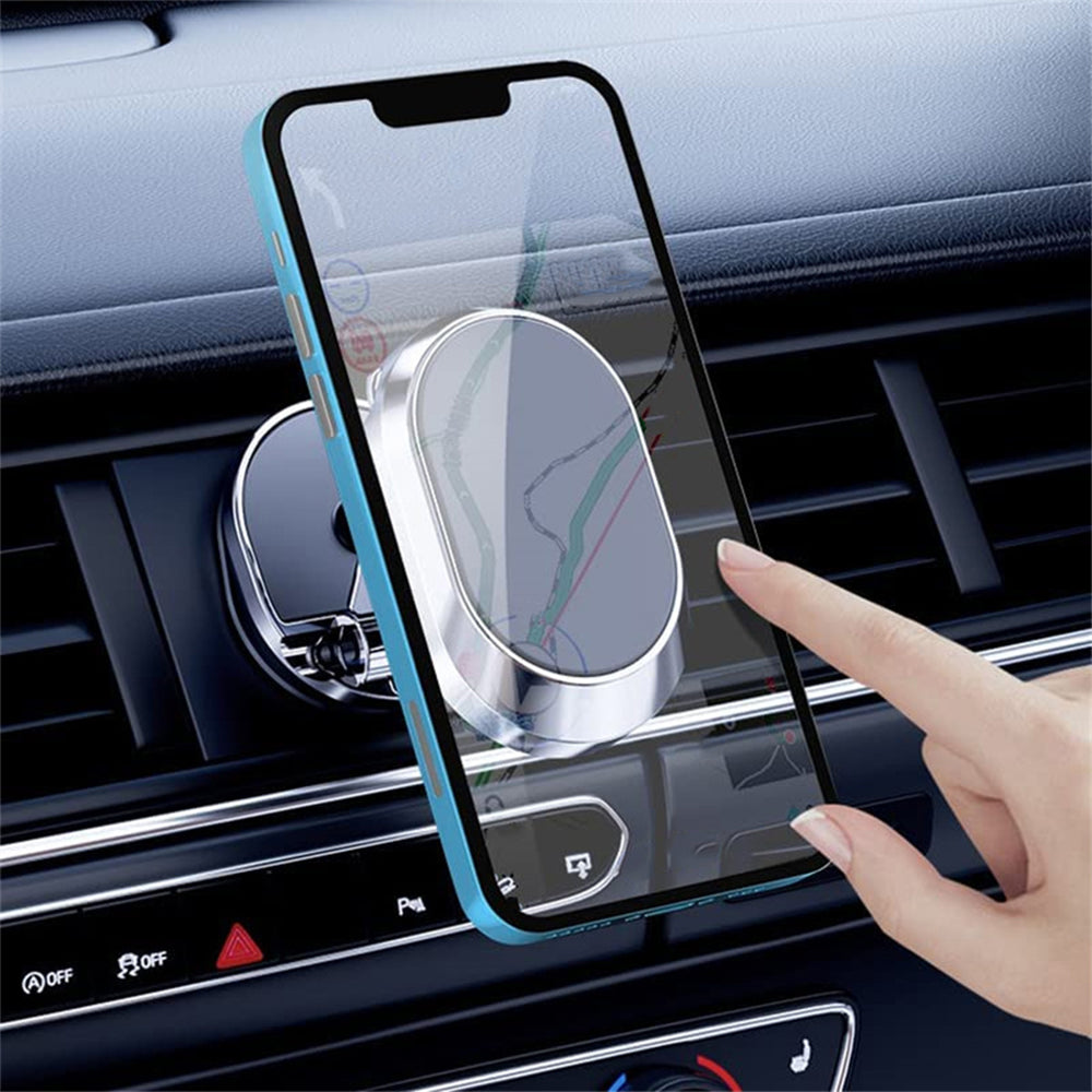 360 Rotating Folding Magnetic Car Phone Holder Silver