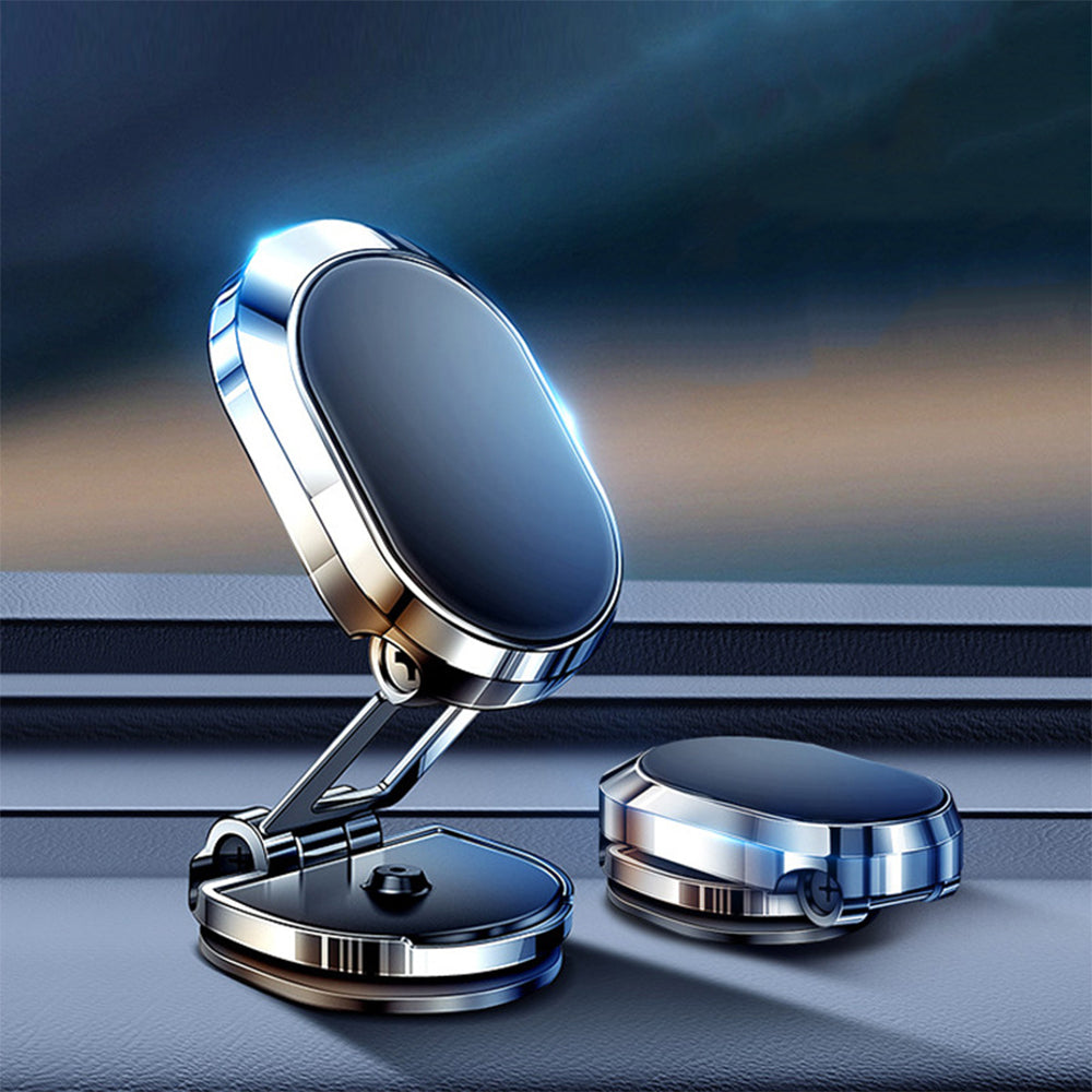 360 Rotating Folding Magnetic Car Phone Holder Silver