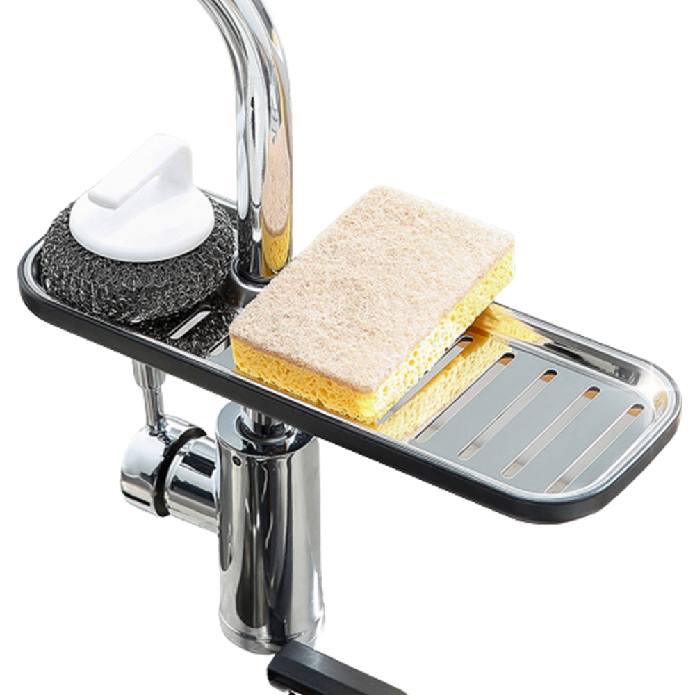 Over Faucet Kitchen Sink Sponge Brush Storage Holder Black