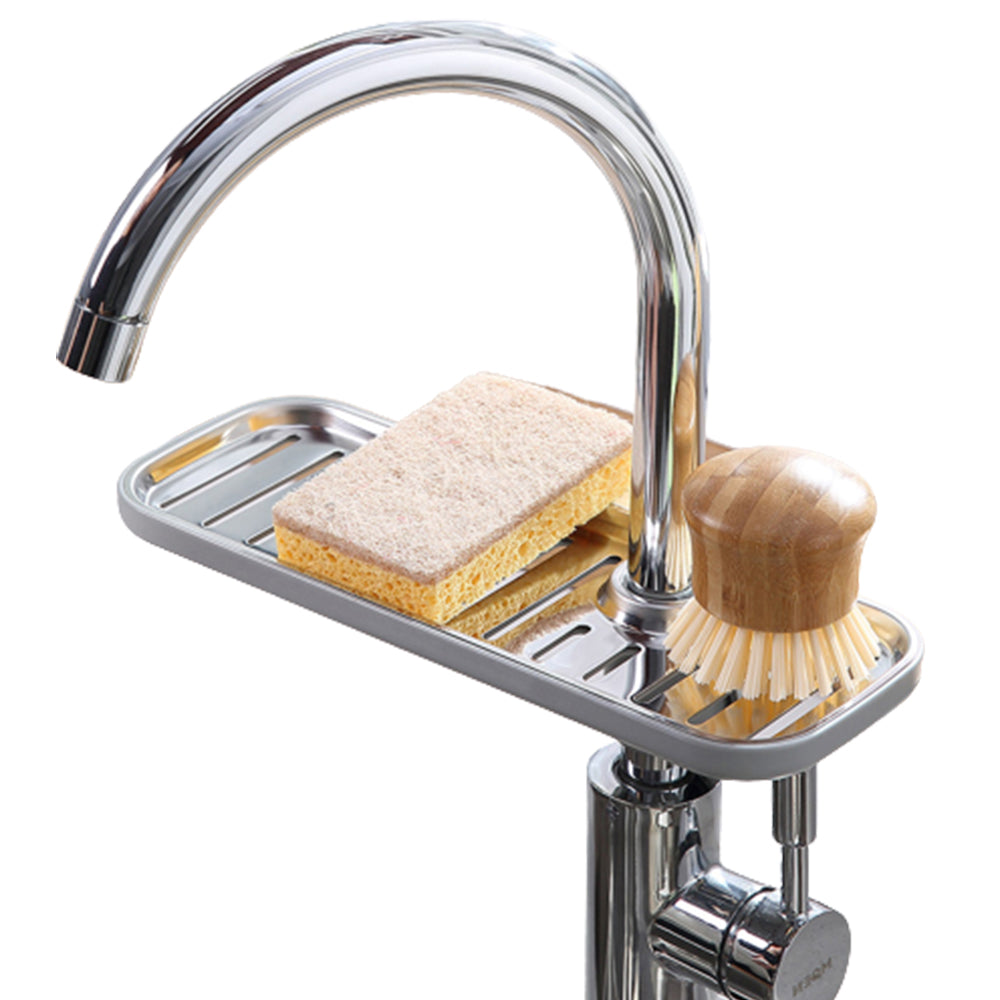 Over Faucet Kitchen Sink Sponge Brush Storage Holder Grey