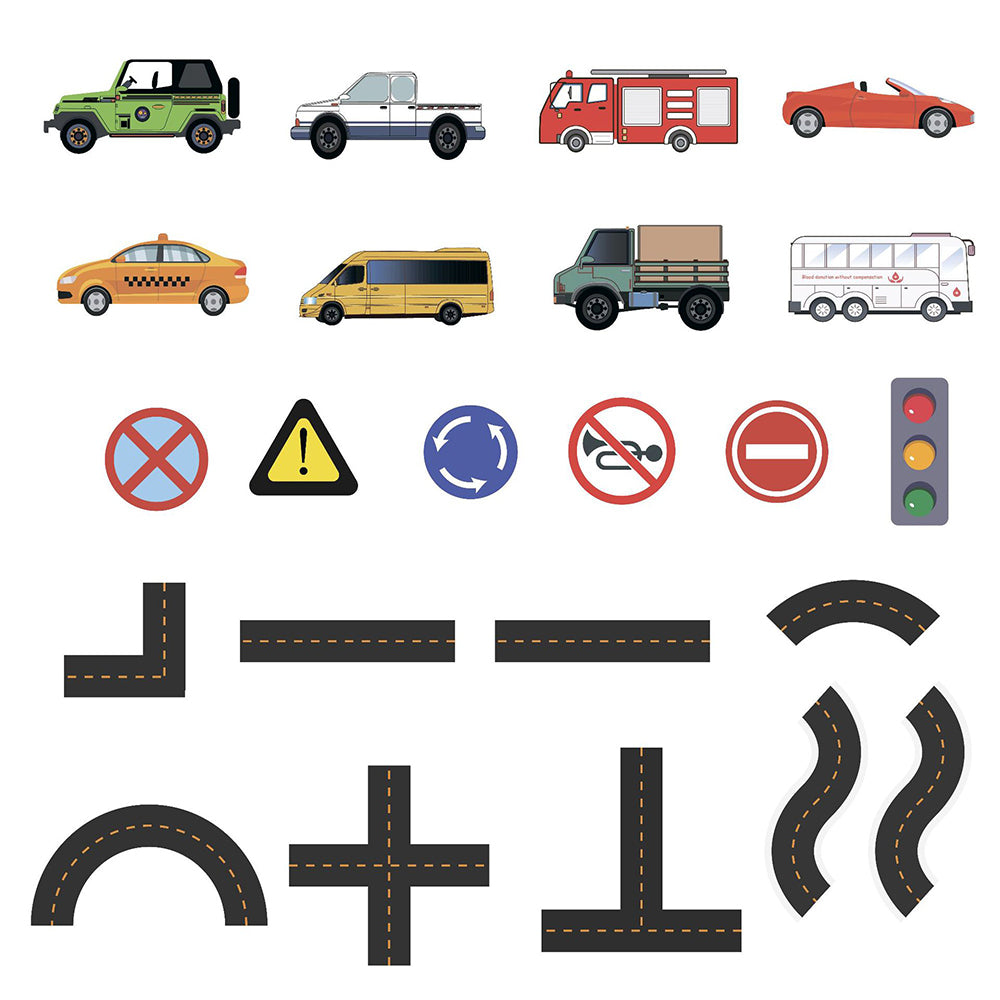 1 Set of Traffic Theme Bath Foam Sticker Toys with Storage Bag