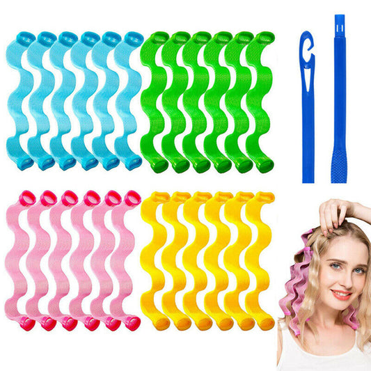 24pcs 30cm Heatless Wave Hair Curlers with DIY Styling Hooks