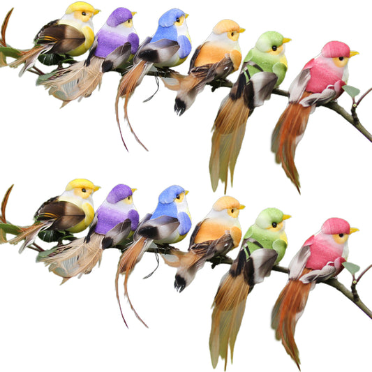 12Pcs Lifelike Artificial Birds Birds Models Garden Ornament