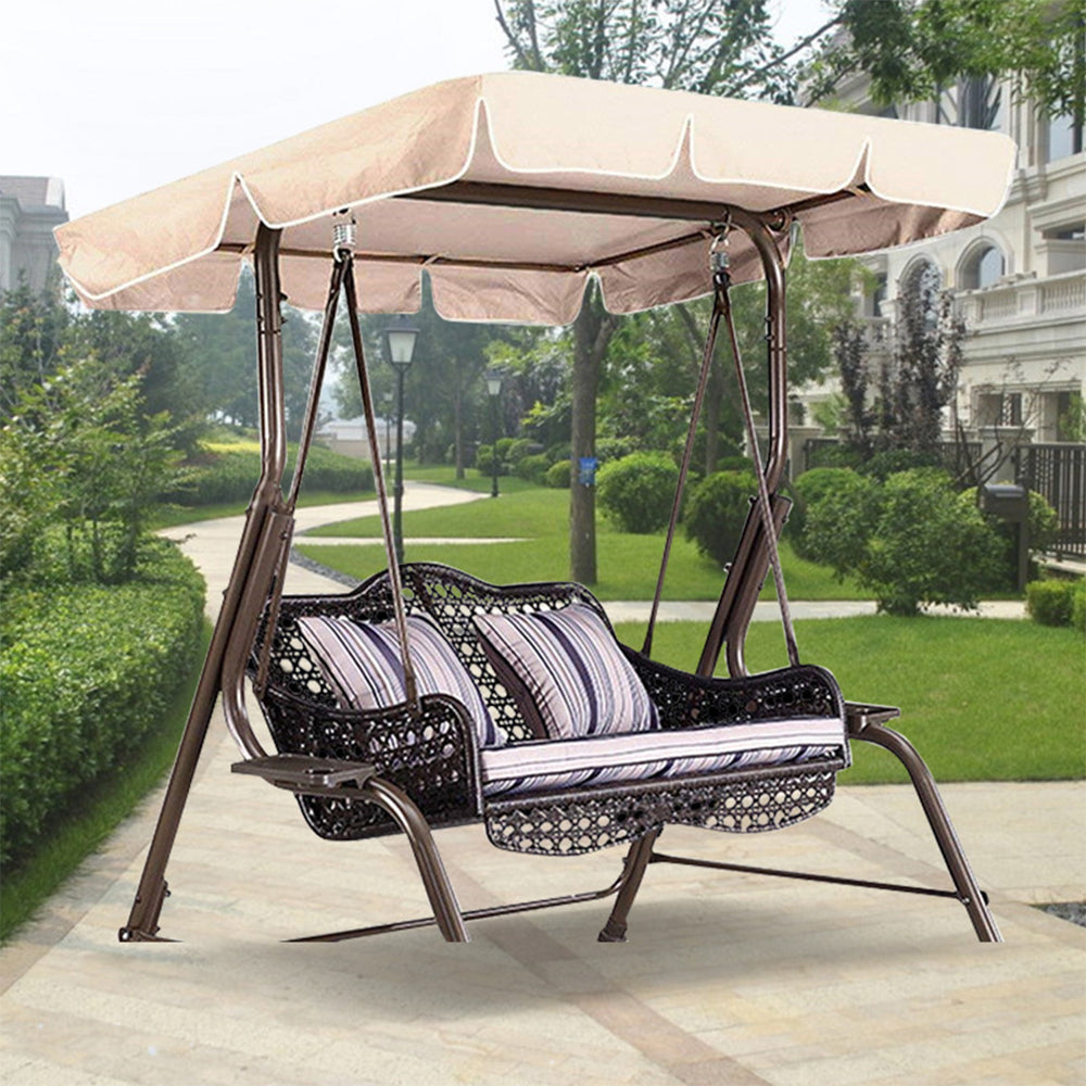 3 Seat Outdoor Garden Swing Canopy Cover Beige