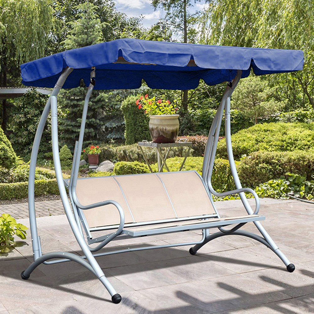 3 Seat Outdoor Garden Swing Canopy Cover Blue