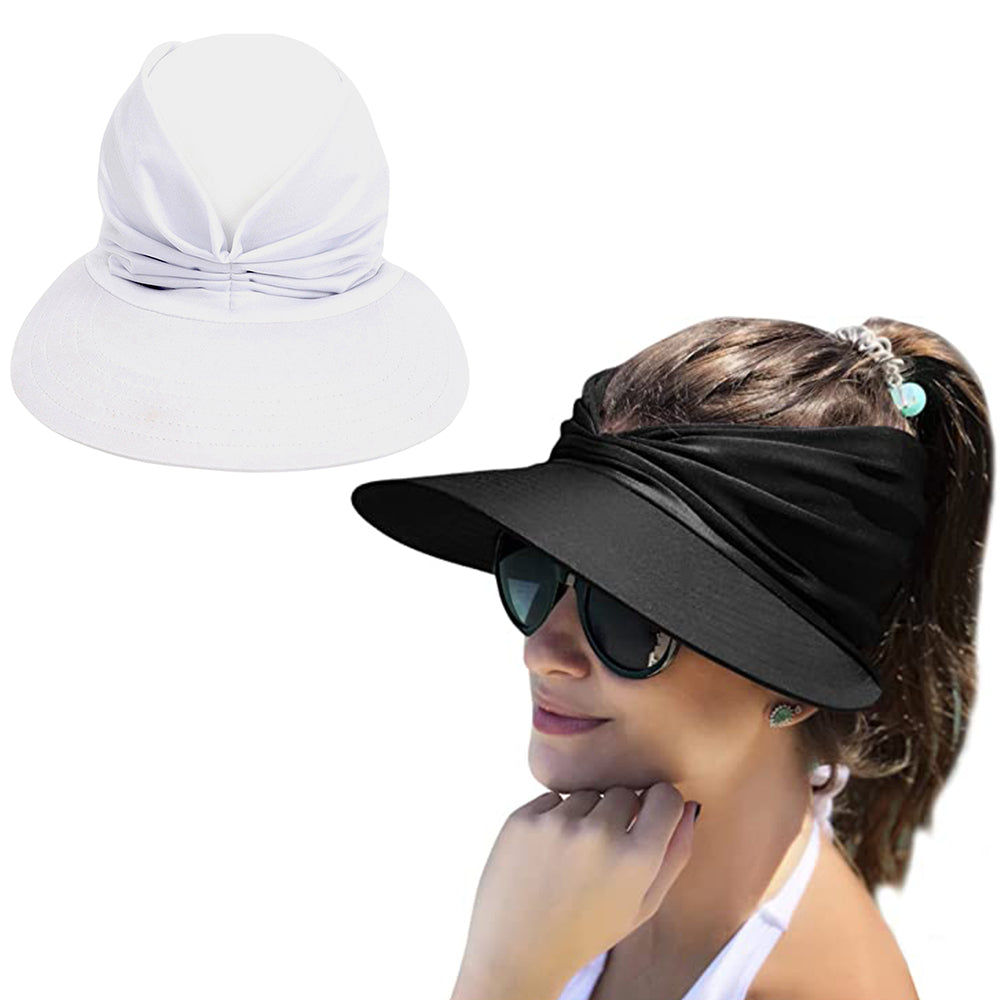 2X Sun Visor Cap Wide Brim Baseball Hat Black White