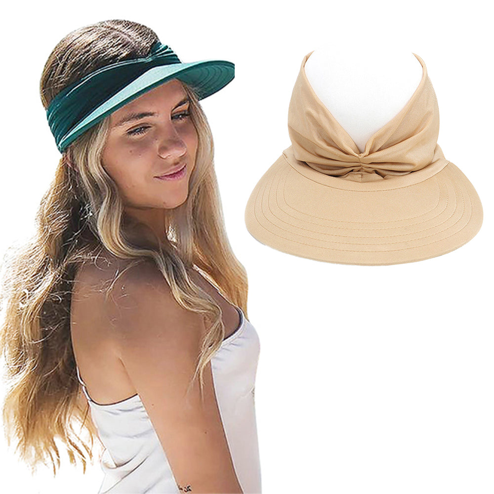 2X Sun Visor Cap Wide Brim Baseball Hat Green Camel